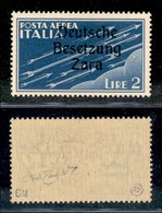 22540 OCCUPAZIONE TEDESCA - ZARA - 1943 - 2 Lire (6x-Aerea) - R Rotta (pos.44) - Gomma Originale - Raybaudi (110) - Sonstige & Ohne Zuordnung