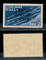 22541 OCCUPAZIONE TEDESCA - ZARA - 1943 - 2 Lire (6za-Aerea) - T Inclinato (pos.21) - Gomma Integra (240) - Autres & Non Classés