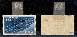 22542 OCCUPAZIONE TEDESCA - ZARA - 1943 - 2 Lire (6za-Aerea) - T Inclinato (pos.21) - Gomma Originale Con Prima Linguell - Andere & Zonder Classificatie