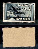 22546 OCCUPAZIONE TEDESCA - ZARA - 1943 - 2 Lire Aeroespresso (9m-Aerea) - Prima A Stretta (pos.2) - Gomma Integra (165) - Andere & Zonder Classificatie