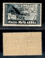 22549 OCCUPAZIONE TEDESCA - ZARA - 1943 - 2 Lire Aeroespresso (9q-Aerea) - Z Con Ricciolo (pos.16) - Gomma Integra (165) - Andere & Zonder Classificatie