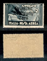 22550 OCCUPAZIONE TEDESCA - ZARA - 1943 - 2 Lire Aeroespresso (9s-Aerea) - T Corta (pos.20) - Gomma Integra (165) - Andere & Zonder Classificatie