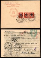 22585 OCCUPAZIONE TEDESCA - LUBIANA - Striscia Di Tre Del 20 Cent (4) Al Retro Di Bollettino Da Rovte Del 25.1.45 - Sonstige & Ohne Zuordnung