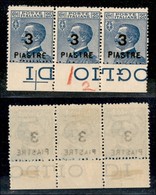 22706 UFFICI POSTALI ESTERO - COSTANTINOPOLI - 1922 - 3 Piastre Su 25 Cent (60 Varietà) - Striscia Di Tre Bordo Foglio - - Andere & Zonder Classificatie