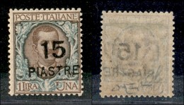 22714 UFFICI POSTALI ESTERO - COSTANTINOPOLI - 1922 - 15 Piastre Su 1 Lira (65-varietà) - Soprastampa Obliqua (a Destra) - Sonstige & Ohne Zuordnung