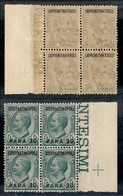 22719 UFFICI POSTALI ESTERO - COSTANTINOPOLI - 1923 - 30 Para Su 5 Cent Leoni (76f) - Quartina Bordo Foglio - Decalco Co - Andere & Zonder Classificatie