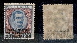 22747 UFFICI POSTALI ESTERO - SCUTARI D'ALBANIA - 1909 - 20 Piastre Su 5 Lire Floreale (7) - Gomma Integra (112) - Sonstige & Ohne Zuordnung