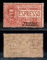 22770 UFFICI POSTALI ESTERO - TRIPOLI DI BARBERIA - 1909 - Espressi - 25 Cent (1 Varietà) Con Doppia Soprastampa (una In - Autres & Non Classés