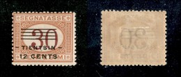 22841 UFFICI POSTALI IN CINA - TIENTSIN - 1919 - 12 Cent Su 30 Cent Segnatasse (11) - Soprastampa Spostata A Sinistra -  - Andere & Zonder Classificatie