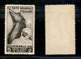 22846 COLONIE ITALIANE - EMISSIONI GENERALI - 1933 - 5 Lire Marcia Su Roma (39) - Invisibile Traccia Di Linguella (30) - Andere & Zonder Classificatie