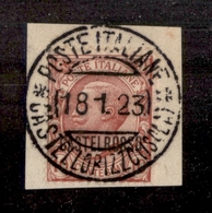 22888 COLONIE ITALIANE - CASTELROSSO - 1922 - 10 Cent Leoni Soprastampato (2) - Su Frammento 18.1.1923 (45) - Sonstige & Ohne Zuordnung