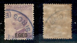 22907 COLONIE ITALIANE - EGEO - 1912 – 50 Cent (2) Usato A Nisiros (azzurro) - Sonstige & Ohne Zuordnung
