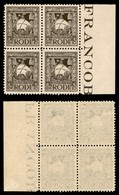 22911 COLONIE ITALIANE - EGEO - 1929 – 10 Cent Pittorica (4) In Quartina Bordo Foglio – Ritocco (4a) In Alto A Destra –  - Andere & Zonder Classificatie