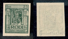 22912 COLONIE ITALIANE - EGEO - 1929 – 25 Cent Pittorica (6b) Non Dentellato – Gomma Integra (330) - Sonstige & Ohne Zuordnung