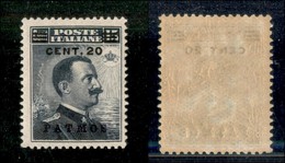 22961 COLONIE ITALIANE - EGEO - Patmos – 1916 – 20 Cent Su 15 (8) – Gomma Integra (65) - Autres & Non Classés