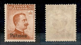 22962 COLONIE ITALIANE - EGEO - Patmos – 1917 – 20 Cent Michetti (9) – Gomma Originale (140) - Andere & Zonder Classificatie