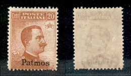 22963 COLONIE ITALIANE - EGEO - Patmos – 1921 – 20 Cent Michetti (11) – Gomma Originale (260) - Sonstige & Ohne Zuordnung