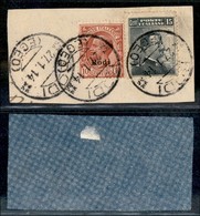 22968 COLONIE ITALIANE - EGEO - Rodi – 10 Cent (3) + Regno (96) – Uso Misto Su Frammento - Sonstige & Ohne Zuordnung