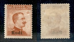 22970 COLONIE ITALIANE - EGEO - 1917 - Rodi - 20 Cent Michetti (10) - Gomma Originale (350) - Andere & Zonder Classificatie