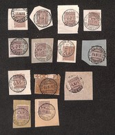 22981 COLONIE ITALIANE - EGEO - Isole Dell'Egeo - Dodici Frammenti Con 1 Cent (68-Regno) E Annulli Di 12 Diverse Isole - Autres & Non Classés