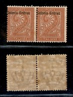 22984 COLONIE ITALIANE - ERITREA - 1893 - 2 Cent (2ea) - Coppia Orizzontale Con Soprastampe A Sinistra - Gomma Integra - Autres & Non Classés