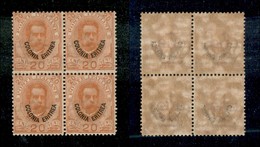 22996 COLONIE ITALIANE - ERITREA - 1895/1899 - Quartina Del 20 Cent Soprastampato (16) - Gomma Integra (55+) - Andere & Zonder Classificatie