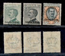 23029 COLONIE ITALIANE - ERITREA - 1925 – Michetti E Floreale Soprastampati (93/95) – Serie Completa Di 3 Valori – Nuovi - Autres & Non Classés