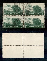 23059 COLONIE ITALIANE - ERITREA - 1936 - Quartina Del 5 Lire Soggetti Africani Posta Aerea (25) - Usata (40) - Sonstige & Ohne Zuordnung