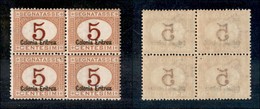 23073 COLONIE ITALIANE - ERITREA - 1920/1926 - Quartina Del 5 Cent Segnatasse (14) - Gomma Integra (80) - Other & Unclassified