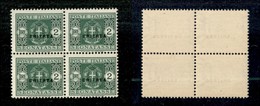 23075 COLONIE ITALIANE - ERITREA - 1934 - Quartina Del 2 Lire Segnatasse (35) - Gomma Integra (240) - Andere & Zonder Classificatie