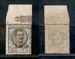 23111 COLONIE ITALIANE - LIBIA - 1912/1915 - 1 Lira Floreale Soprastampato (10) - Gomma Integra - Bordo Di Foglio (225+) - Andere & Zonder Classificatie