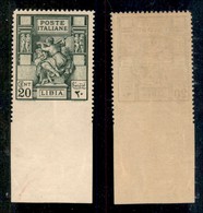 23139 COLONIE ITALIANE - LIBIA - 1924 - 20 Cent Sibilla (40f) - Non Dentellato In Basso - Bordo Di Foglio - Gomma Integr - Autres & Non Classés