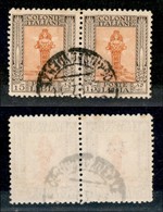 23161 COLONIE ITALIANE - LIBIA - 1926 - 15 Cent Pittorica (62) - Coppia Orizzontale Usata (130+) - Autres & Non Classés