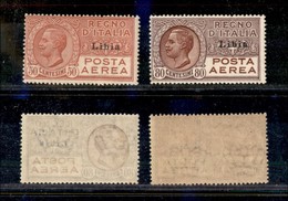 23195 COLONIE ITALIANE - LIBIA - 1928/1929 - Posta Aerea Soprastampati (1/2) - Serie Completa Di 2 Valori -gomma Integra - Autres & Non Classés