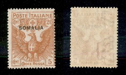 23292 COLONIE ITALIANE - SOMALIA - 1916 - 20 Cent + 5 Cent Croce Rossa (22) - Gomma Integra (87,5) - Autres & Non Classés