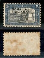 23319 COLONIE ITALIANE - SOMALIA - 1927 - 5 Lire + 2,50 Lire Milizia - Non Emesso (108A) - Gomma Integra Con Ingiallimen - Autres & Non Classés