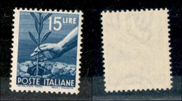 23371 REPUBBLICA - POSTA ORDINARIA - 1946 - 15 Lire Democratica (560) - Ruota Capovolta Sinistra - Gomma Integra - Autres & Non Classés