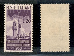 23412 REPUBBLICA - POSTA ORDINARIA - 1950 - 20 Lire Radiodiffusione (623) - Gomma Integra (30) - Altri & Non Classificati