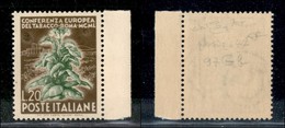 23419 REPUBBLICA - POSTA ORDINARIA - 1950 - 20 Lire Tabacco (630-Specializzato 97Gb) Bordo Foglio - Doppio Ritocco In Al - Andere & Zonder Classificatie