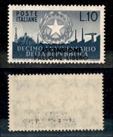 23456 REPUBBLICA - POSTA ORDINARIA - 1956 - Ascensione Pallone Libero - 10 Lire (798) - Gomma Integra - Andere & Zonder Classificatie