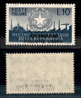 23456 REPUBBLICA - POSTA ORDINARIA - 1956 - Ascensione Pallone Libero - 10 Lire (798) - Gomma Integra - Sonstige & Ohne Zuordnung