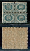 23605 SAN MARINO - POSTA ORDINARIA - 1894/1899 – 5 Cent Stemma (27) – In Quartina – Gomma Integra (110+) - Sonstige & Ohne Zuordnung