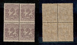 23608 SAN MARINO - POSTA ORDINARIA - 1903 - Quartina Del 2 Cent Cifra (34) - Gomma Integra (350) - Altri & Non Classificati