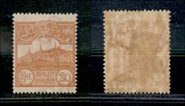 23612 SAN MARINO - POSTA ORDINARIA - 1903 - 20 Cent (37) Nuovo Con Gomma - Ottima Centratura - Molto Bello (440) - Andere & Zonder Classificatie