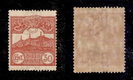 23614 SAN MARINO - POSTA ORDINARIA - 1903 - 30 Cent Veduta (39) - Ben Centrato - Nuovo Con Gomma - Andere & Zonder Classificatie