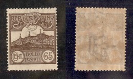 23617 SAN MARINO - POSTA ORDINARIA - 1903 - 65 Cent Veduta (42) - Ben Centrato - Nuovo Con Gomma (52) - Andere & Zonder Classificatie