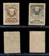 23622 SAN MARINO - POSTA ORDINARIA - 1907 – Stemma (47/48) – Serie Completa – Gomma Originale (80) - Andere & Zonder Classificatie