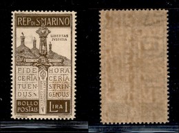 23643 SAN MARINO - POSTA ORDINARIA - 1923 – 1 Lira Pro Volontari (97) – Ottimamente Centrato – Gomma Integra (180) - Andere & Zonder Classificatie