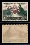 23752 SAN MARINO - POSTA AEREA - 1951 - 300 Lire Su 500 Lire 3° Giornata Filatelia (98) - Gomma Integra (80) - Andere & Zonder Classificatie