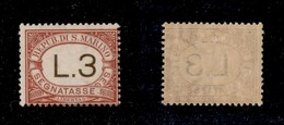 23782 SAN MARINO - SERVIZI - 1897/1919 - 3 Lire Segnatasse (7) - Nuovo Con Gomma (50) - Andere & Zonder Classificatie